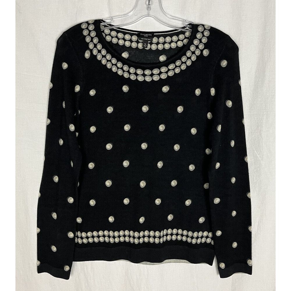 Talbots Polka‎ Dot Sweater Size SP Womens 100% Pure Merino Wool Pullover